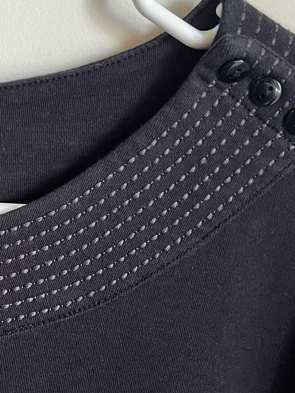 Lands' End Black Boatneck Long-Sleeve Dress Button Detail Modest Size 1X 16W/18W - Picture 6 of 9